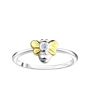 Bee Lovers Adjustable Ring with Natural Diamond