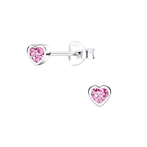 Pink Heart Shaped Stud Earrings