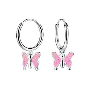 Childrens Butterfly Hoop Earrings